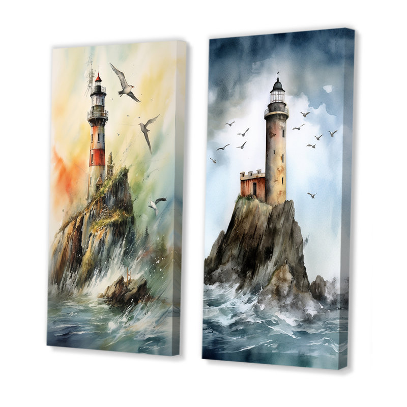 «Ocean Watchtower», 2 pièces sur toile, H 32 po x l 32 po, Toile tendue