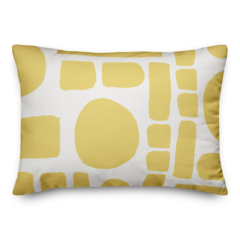  Coussin intérieur / extérieur géométrique, Blanc / jaune
