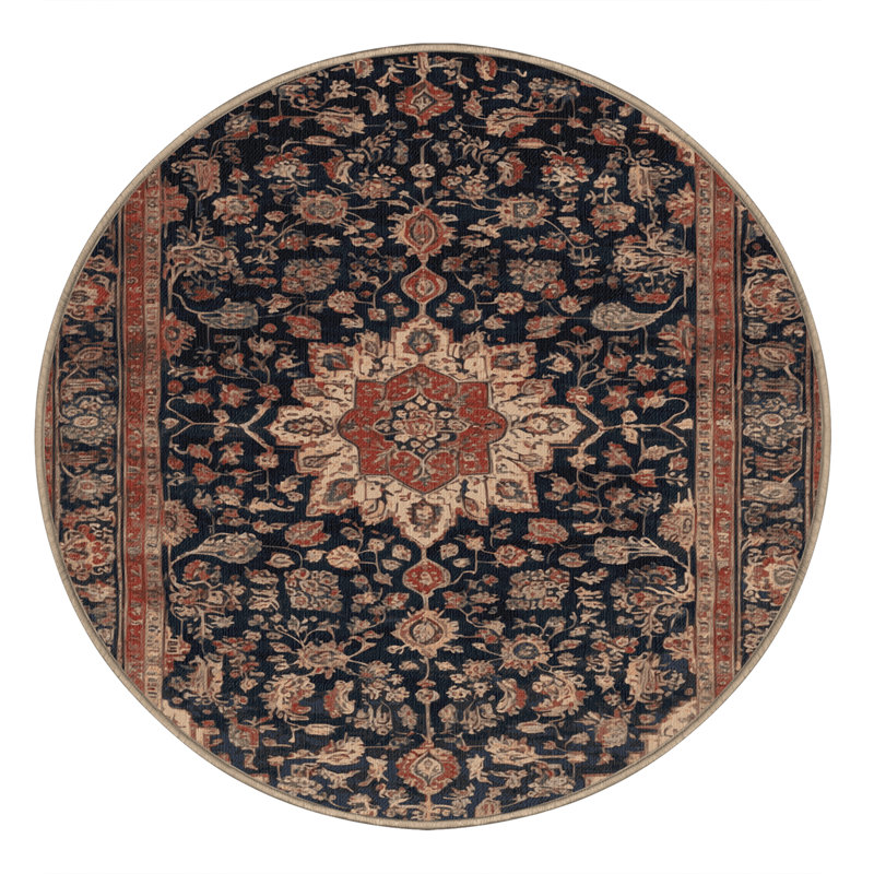 Tapis brun lavable à la machine, Rond 5 pi