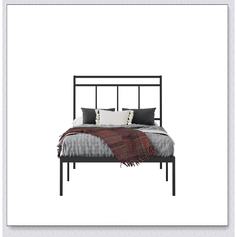 Platform Bed With Headboard Finish, Lit simple