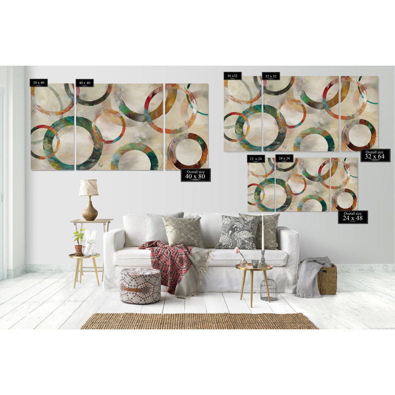 « galore rings », reproduction d’image multi-pièces de qualité supérieure sur toile, H 24 po x l 48 po x P 1,5 po