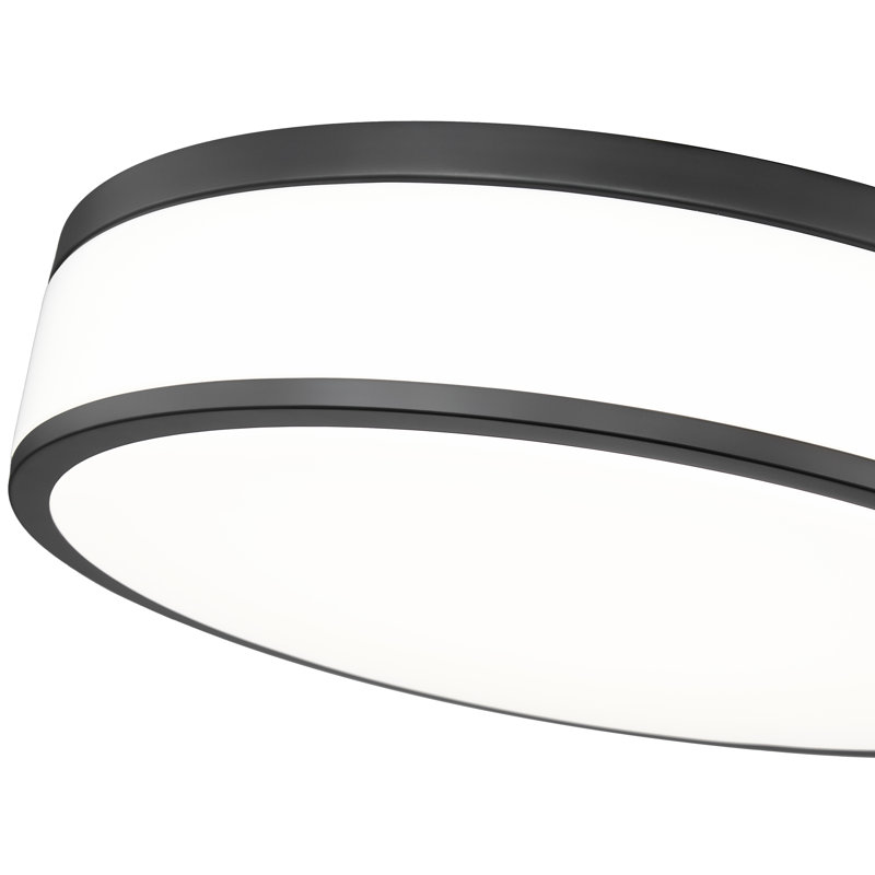 Plafonnier encastré 1 lumière Cispus, H 3,5 po x l 16 po x P 16 po, Noir mat / Or