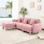 Canapé 3 places en tissu bouclé rose en forme de L convertible, rembourrage de ressort élégant incurvé, amovible et dense pour le confort-684769656