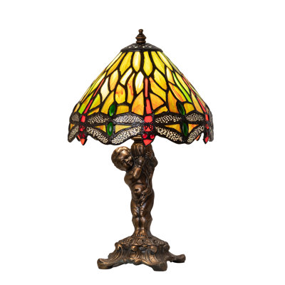 12" High Hanginghead Dragonfly Cherub Accent Lamp