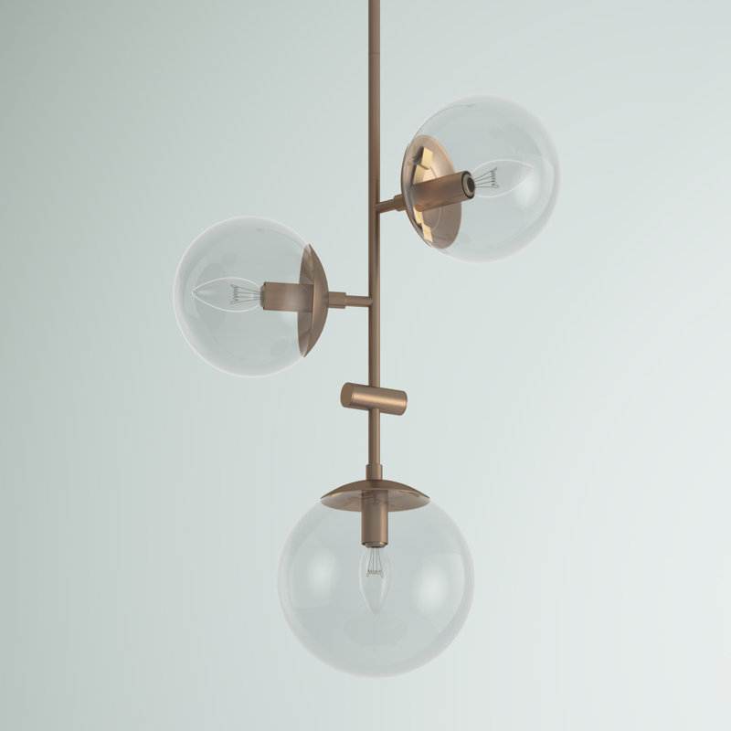 Lustre linéaire moderne Spoutnik à 3 lumières Arverne, Bronze brillant