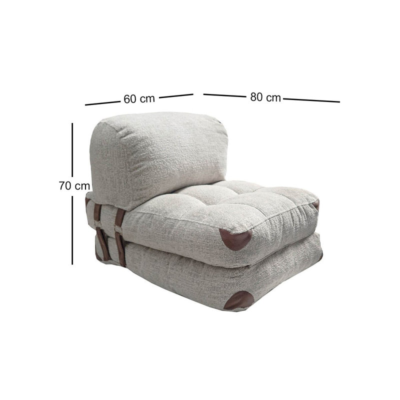 Élégant canapé-lit 1 place en tissu gris Teddy 31,5 po x 27,6 po x 23,6 po | 100% polyester, hauteur d'assise confortable: 9,4 pouces, longueur du lit: 63 pouces | Conception polyvalente pour le salon et les espaces invités, solution peu encombrante
