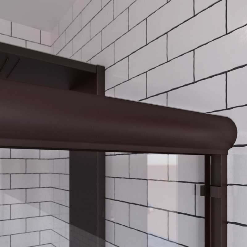 Distinctive 60in. W x 58.5in. H Sliding Bypass Semi-Frameless Tub Door in Oil Rubbed Bronze w/ 1/4 in. Thick Clear Glass