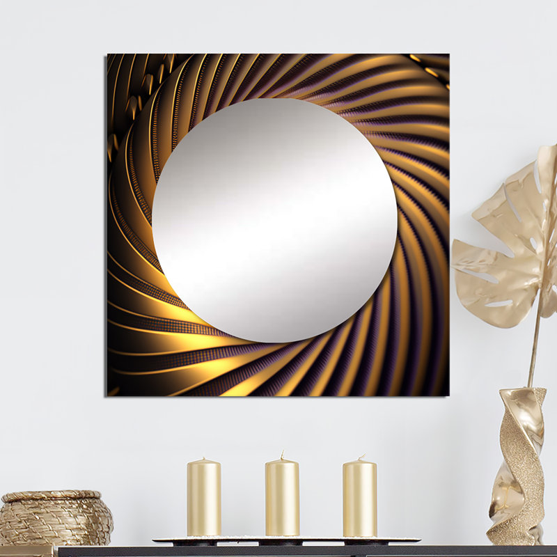Binni - Miroir abstrait à spirales carrées pour décoration murale, 23 po x 23 po