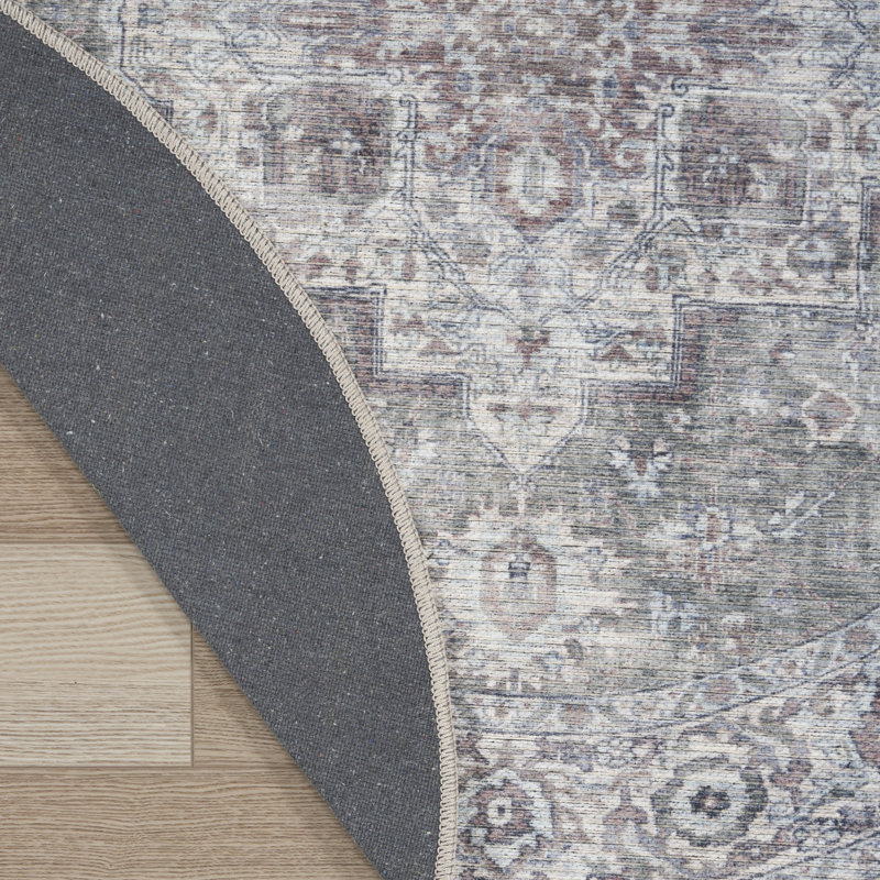 Washable Oriental Rug, Round 4'
