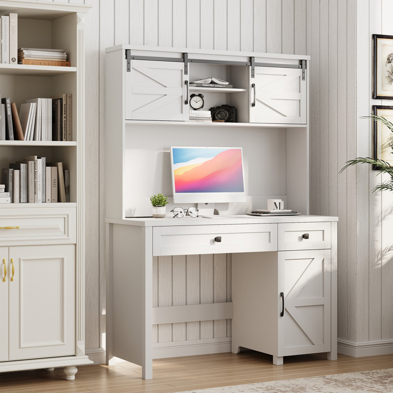 Bureau 47 po avec 3 tiroirs Farmhouse, Blanc