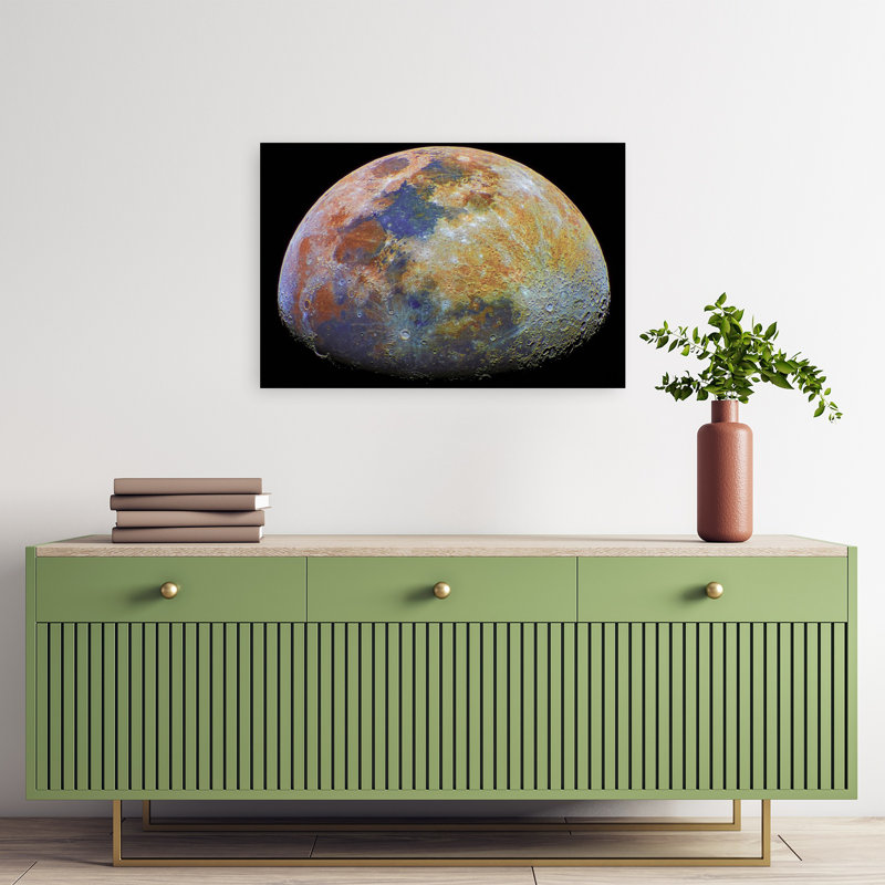 Surface lunaire colorée, paysage abstrait coloré, art mural, H 16 po x l 24 po