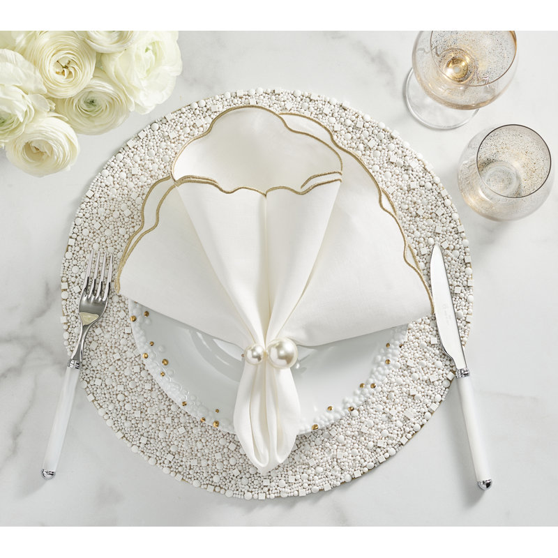 Luminance Napkin, White/Gold