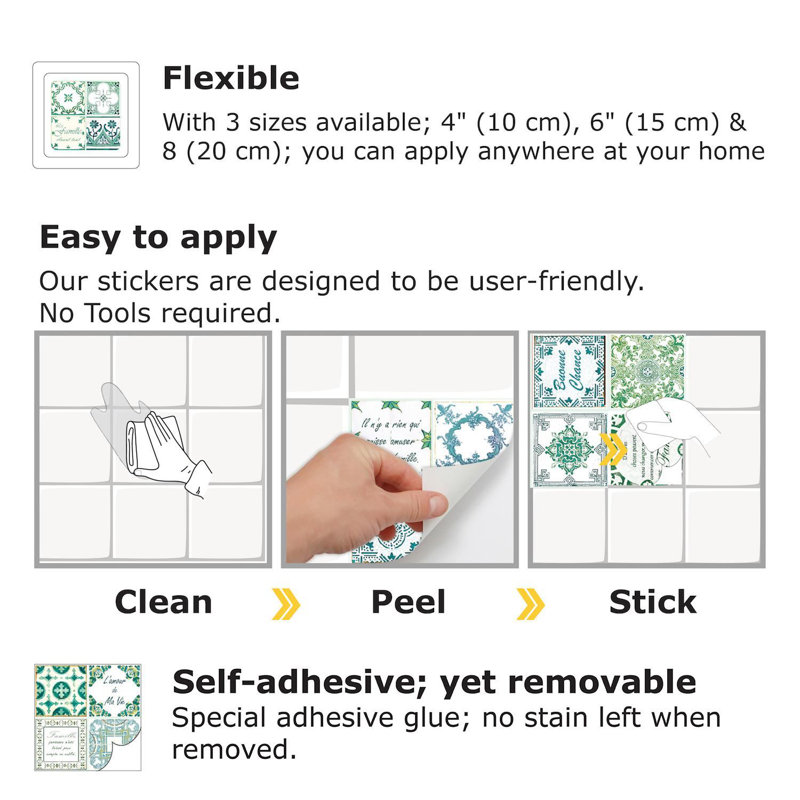 PVC Peel & Stick Mosaic Tile, Green
