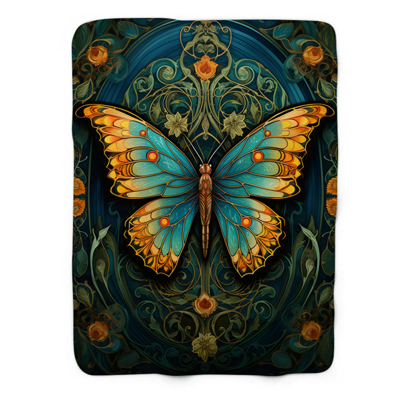 Couverture intemporelle en sherpa Timeless Butterfly 1 pièce, Lit simple