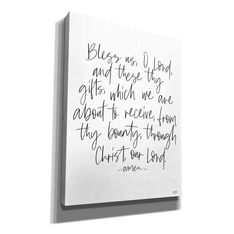 «Bless Us on White» par Lux + Me Designs, estampe numérique sur toile, H 16 po x l 12 po x P 0,75 po