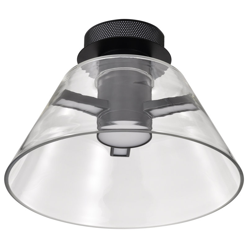 Hales - 14 Inch LED Semi Flush with Clear Glass, Matte Black