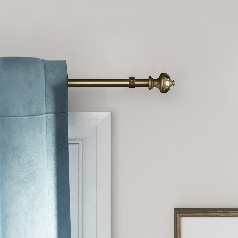 Kravitz Adjustable Single Curtain Rod, Antique Brass, 66" - 120"