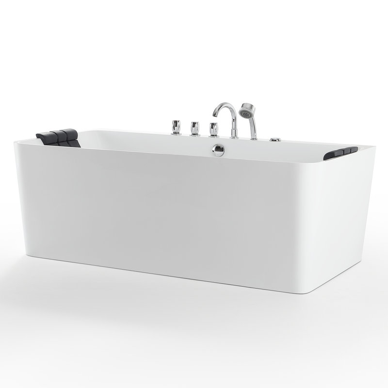 67 " L x 31.5 " W Freestanding and Mounting / Installation Required Whirlpool Plastic / Acrylic Bathtub with Faucet