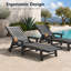 Chaise longue inclinable extérieure réglable en PEHD avec roulettes et porte-gobelet en gris-1850923266