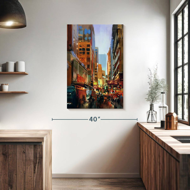 Sireci Bustling Street, 39" H x 26" W