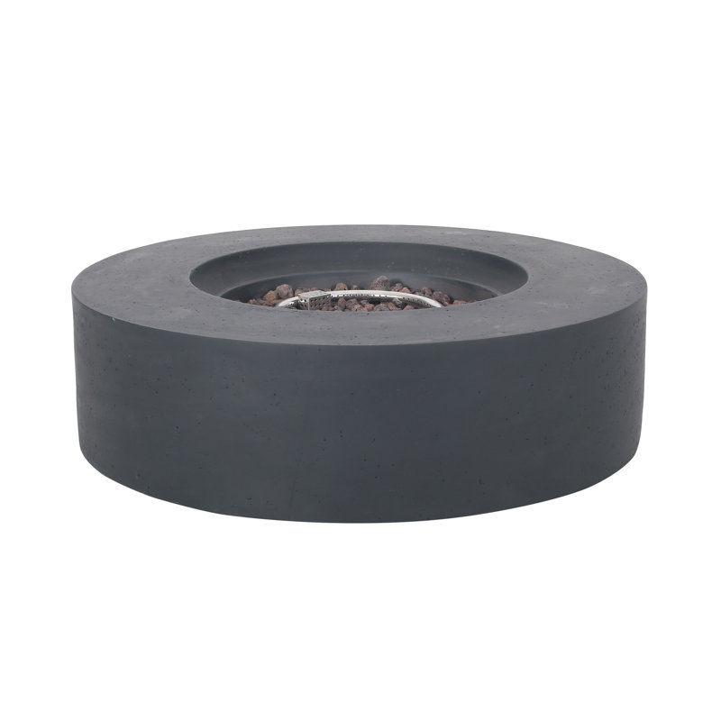 Outdoor 50,000 BTU Round  Concrete Propane Fire Pit(Tank Cover Not Included), Dark Gray