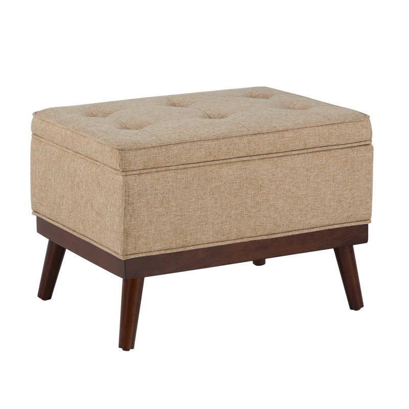 Luciano Mid Century Storage Ottoman, Tan