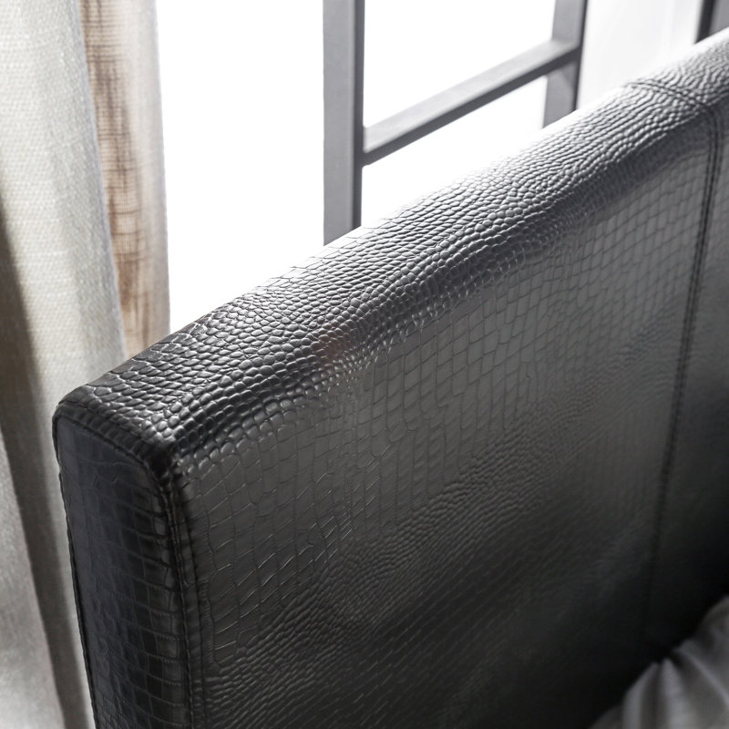 Morgana Vegan Leather Platform Bed, Twin, Black