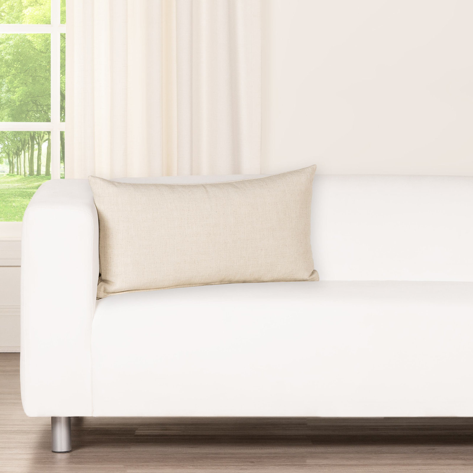 Indy Faux Linen Accent Pillow, Polyester, Cream, Rectangle 12"H x 21"W