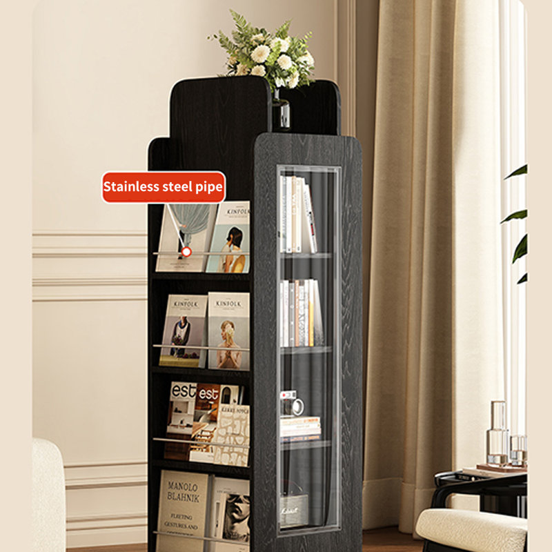 Italian Style Rotating Solid Wood Bookcase, Black
