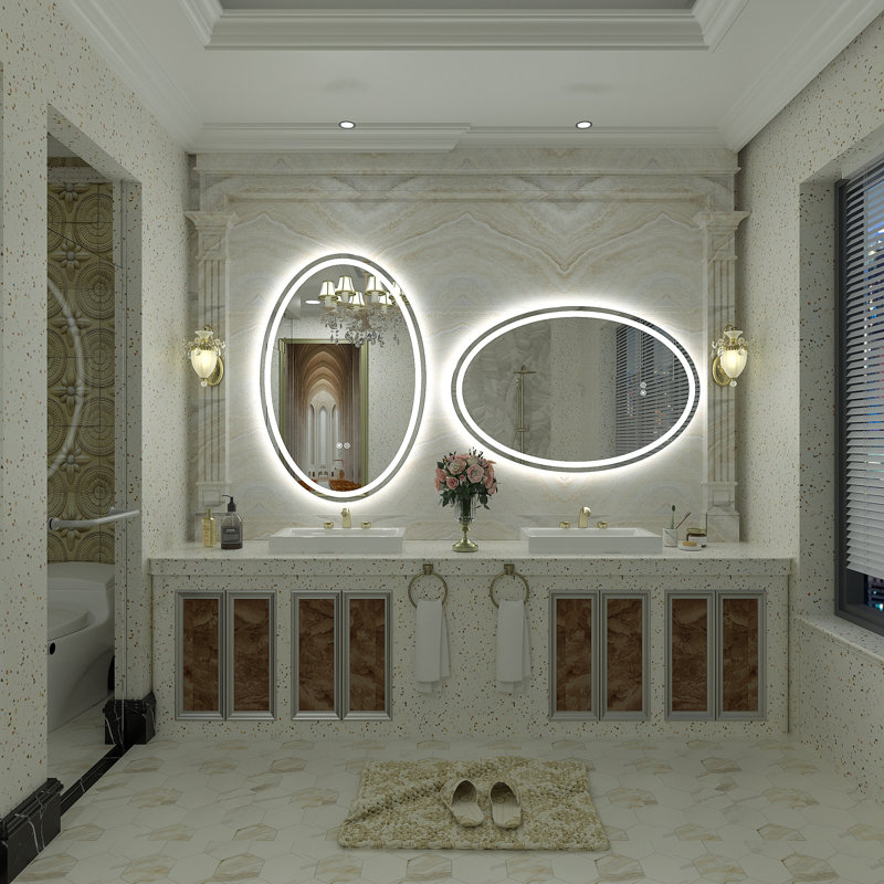 Miroir ovale en verre trempé anti-buée Aevar, 36 po x 24 po