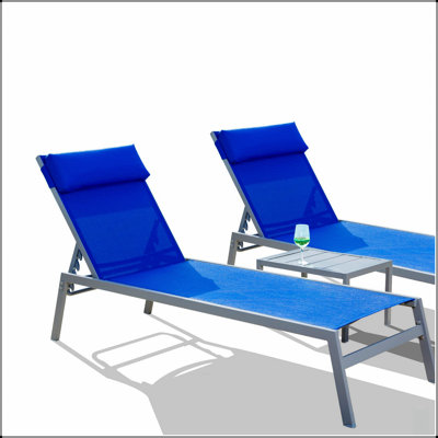 Patio Chaise Lounge Set With 3 Adjustable Backrest Pool Chairs, Water-Proof And UV-Resistant For Outdoor Relaxation