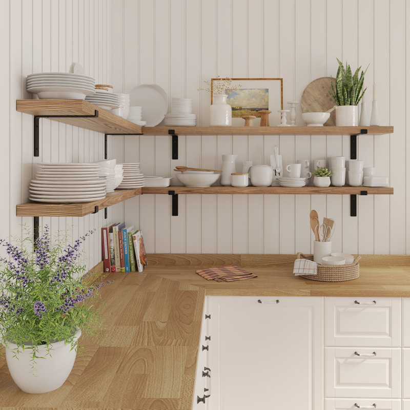 Bibliothèque flottante 60 "x 9,25" pour décoration murale, de cuisine et de bureau personnel, tablette en bois, tablettes décoratives, décor rustique et bohème, brûlé, 2 pièces