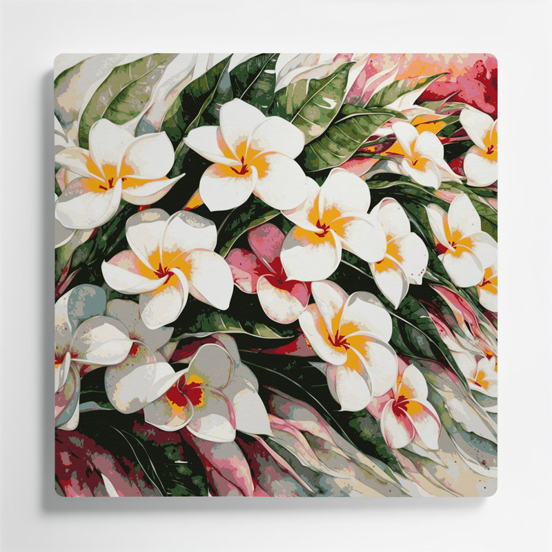 Art mural hawaïen plumeria beige en métal