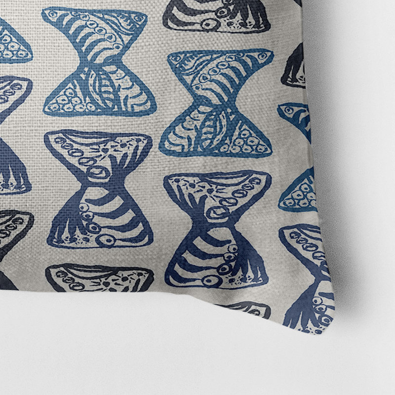 Geometric Reversible Throw Pillow, Blue