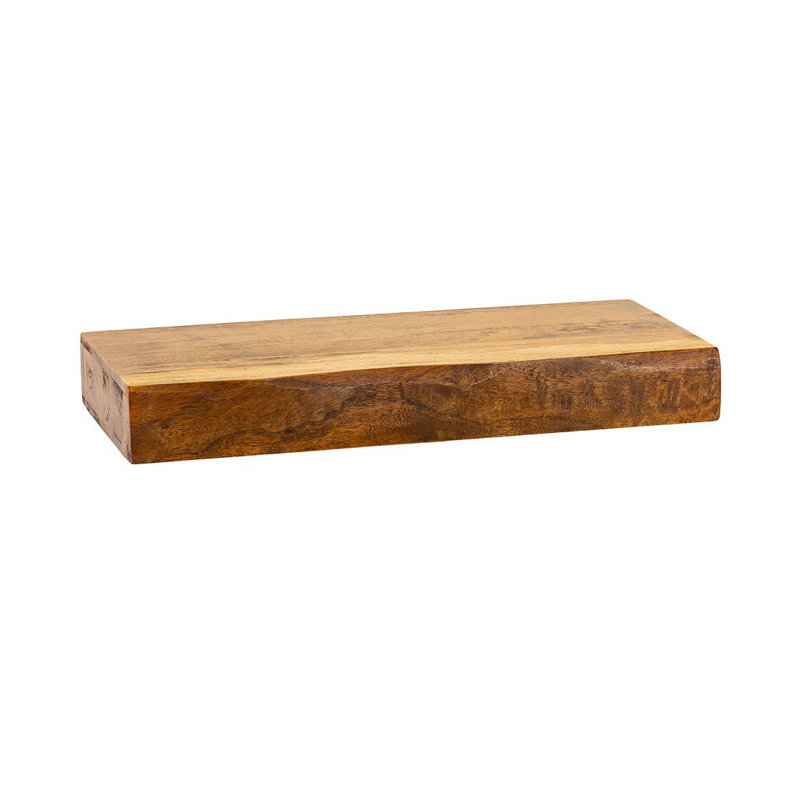 Tablette flottante en bois massif avec bord vivant Philip Mango, H 3 po x l 24 po x P 10 po