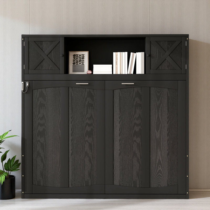 Lit escamotable double avec armoires de rangement