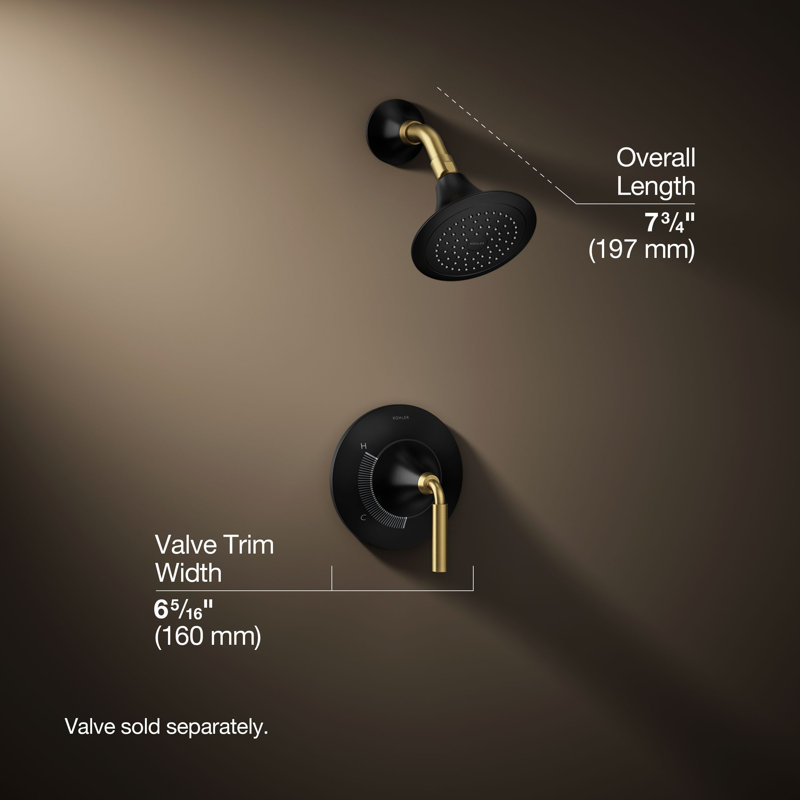 Tone Pressure-Balancing Shower Faucet Trim, Matte Black/Moderne Brass