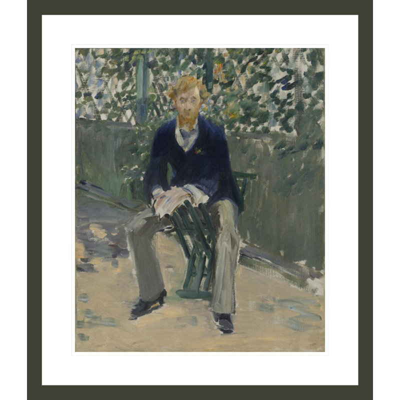 «George Moore in the Artist's Garden» par Édouard Manet, impression giclée encadrée, H 27,17 po x l 23,5 po