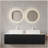 DINA 60" Bathroom Vanity with Sinks, Wall-Mounted Floating Curved Edges Striped Bathroom Storage Cabinet with 2 Drawers, 2 White Rectangular Ceramic Basins, No Faucet, Pre-assembled, Black Color-157353894