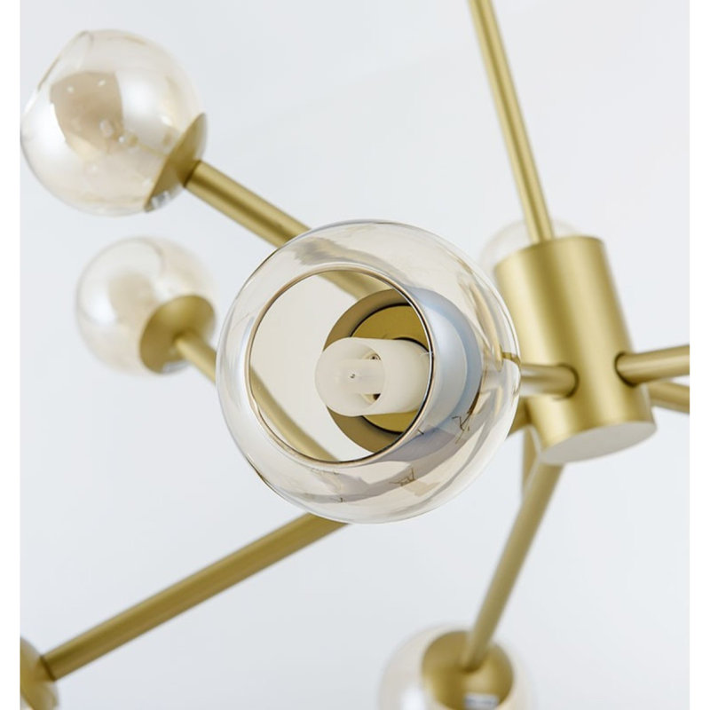 Lustre gravé Drin Symmetry, Nickel bruni, Transparent semi-opaque, 52 po de largeur x 38 po de profondeur x 17 po de 