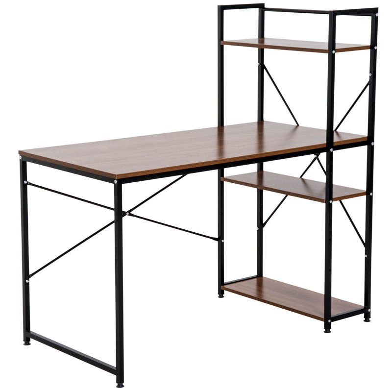 Piekos Metal Base Computer Desk, Brown/Black