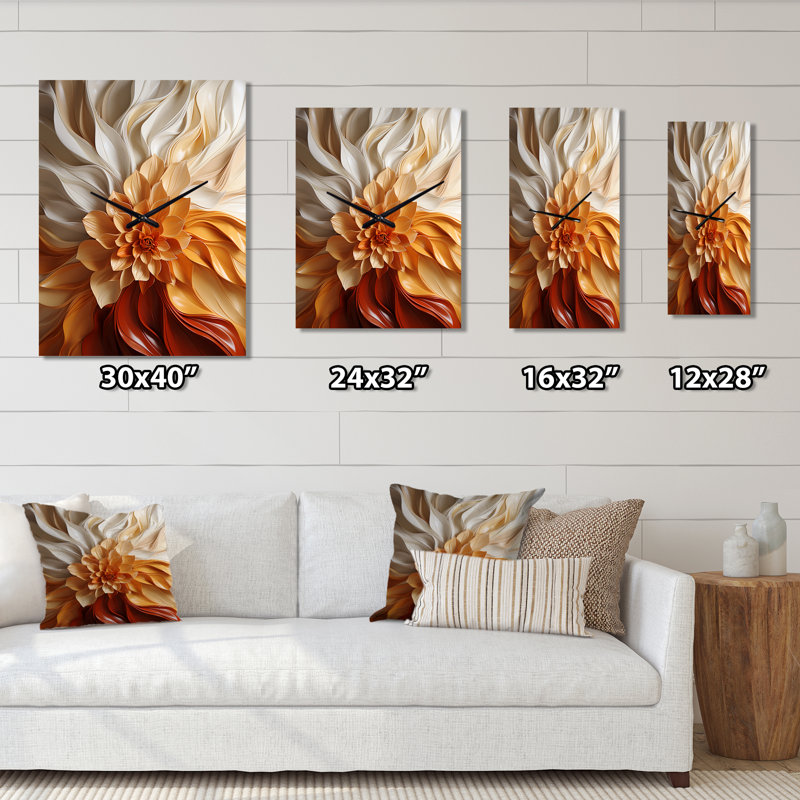 Sunlit Spiral - Horloge murale abstraite spirales modernes, H 28 po x l 12 po x P 1 po