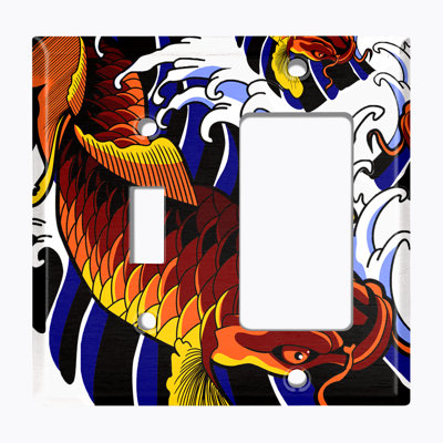 Metal Light Switch Plate Outlet Cover (Red Koi Fish - Single Toggle Single Rocker)