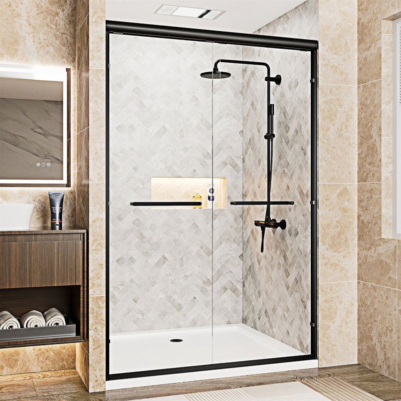Double Sliding Shower Door, Matte Black
