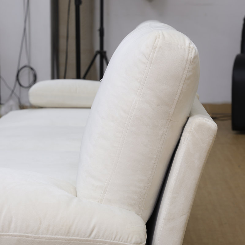 Ensemble de canapé de salon 2 pièces en tissu blanc cassé, Orienté à gauche (vu de face)