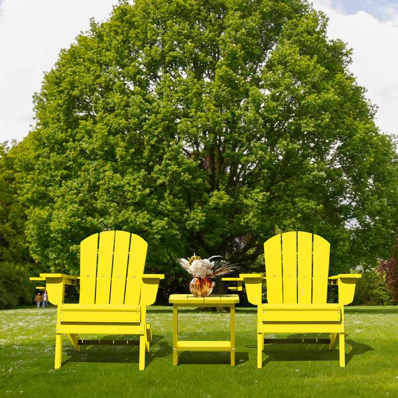 Folding Resin Adirondack Chairs (set Of 2), Yellow