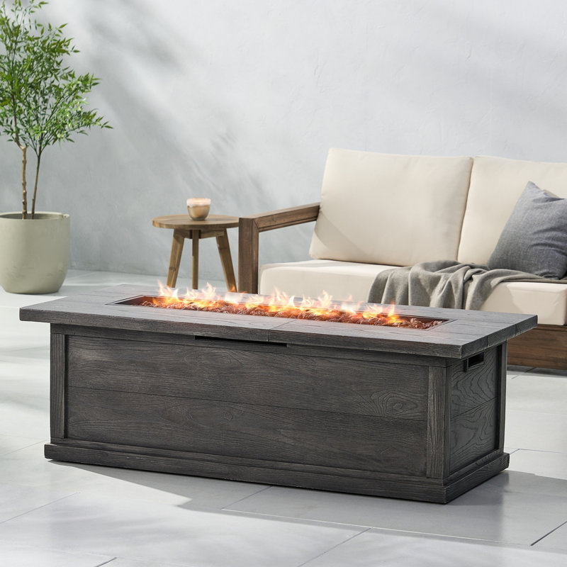 ANCHORAGE 56’’ WOOD RECTANGULAR MGO FIRE TABLE - 50,000 BTU, Gray