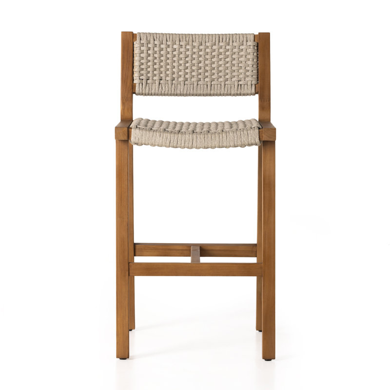 Tabouret de bar 29 po Shea, Teck naturel, Corde ivoire, Tabouret de bar (siège d'une hauteur de 29 po)