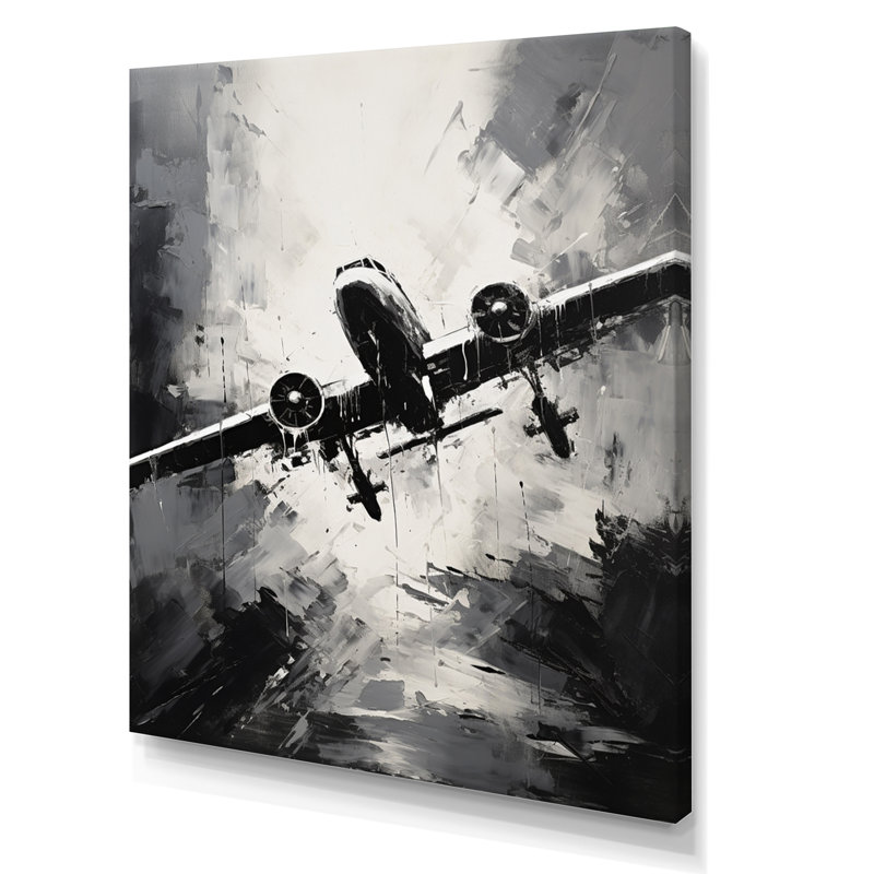 «Monochromatique Plane Soaring II», art mural avion, H 20 po x l 12 po x P 1 po, Toile tendue