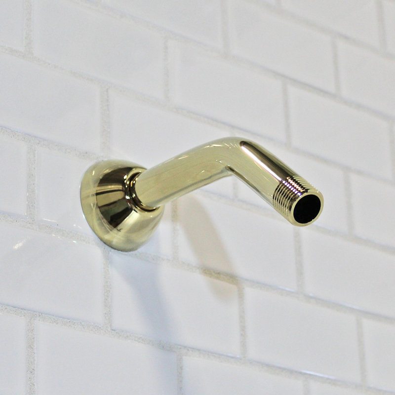 Bras de douche et bride de 7 po, Laiton poli